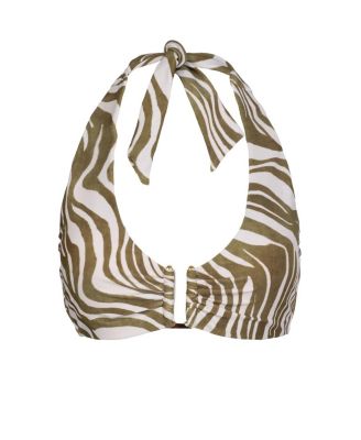 Shana U-Bar Print Halter Bikini Top