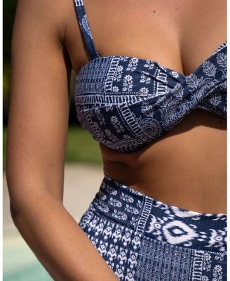 Loryn Twist Bandeau Print Bikini Top