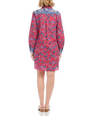 Long Sleeve Border Print Shirtdress