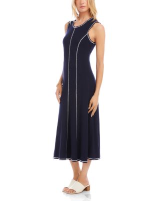 Sleeveless Stitch Detail Midi Dress