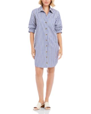 Stripe Ruched Sleeve Shirtdress