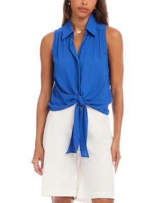 Sleeveless Tie Front Top