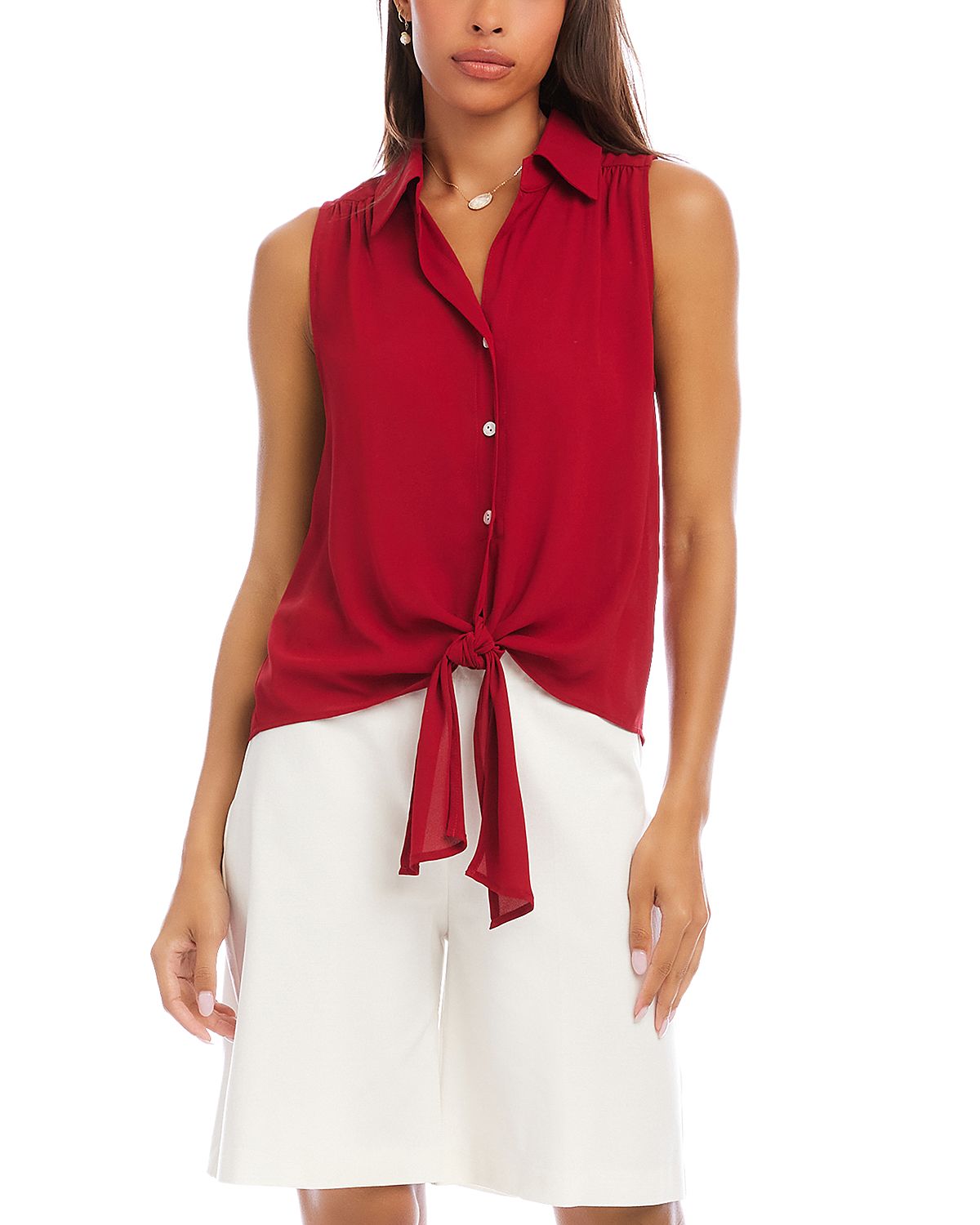 Karen Kane Sleeveless Tie Front Top