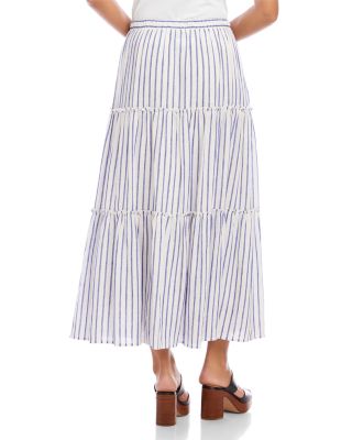 Stripe Tiered Midi Skirt