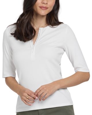 Ribbed Elbow Sleeved Henley Top