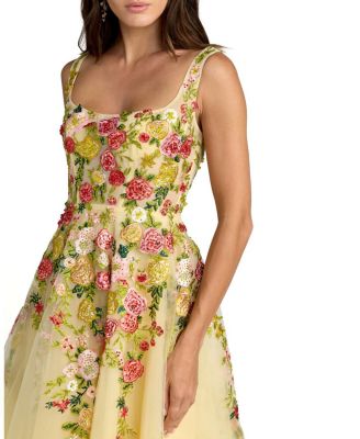  Embroidered Tulle A-Line Midi Dress