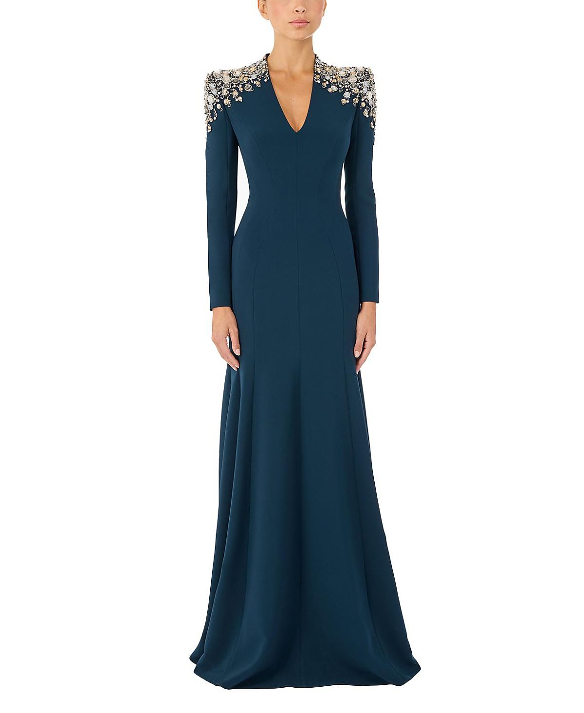Jenny Packham Nila Beaded V-neck Maxi Dress