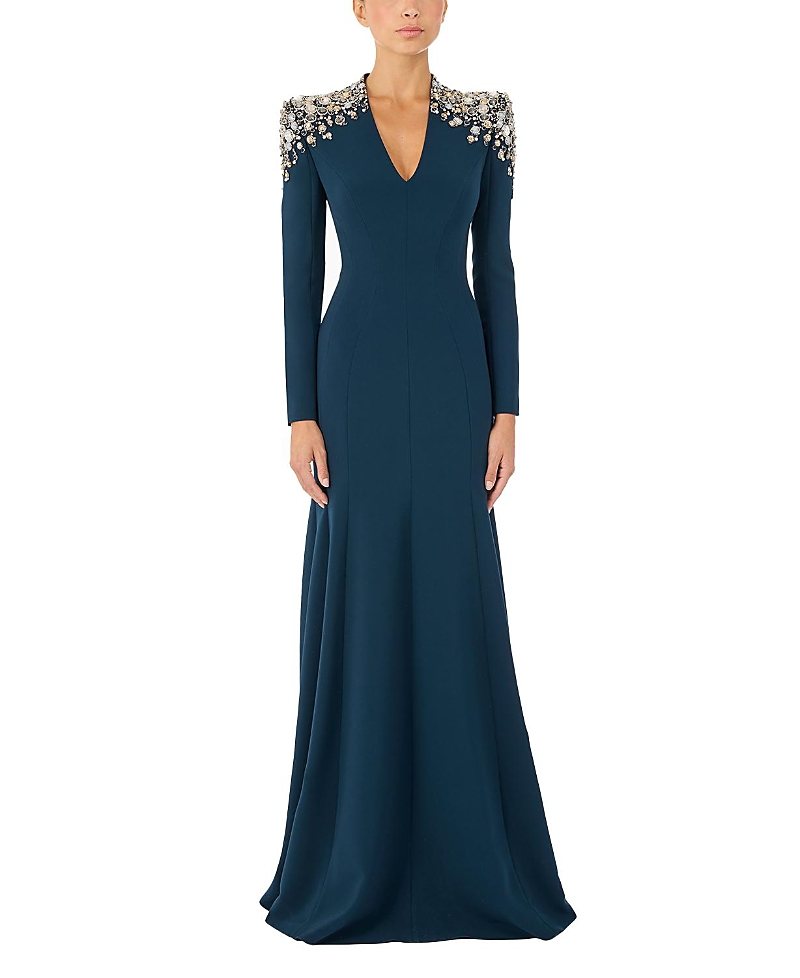 Jenny Packham Nila Beaded V-neck Maxi Dress