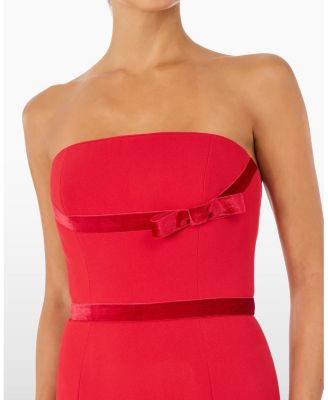  Pamela Bow-Detail Strapless Maxi Dress