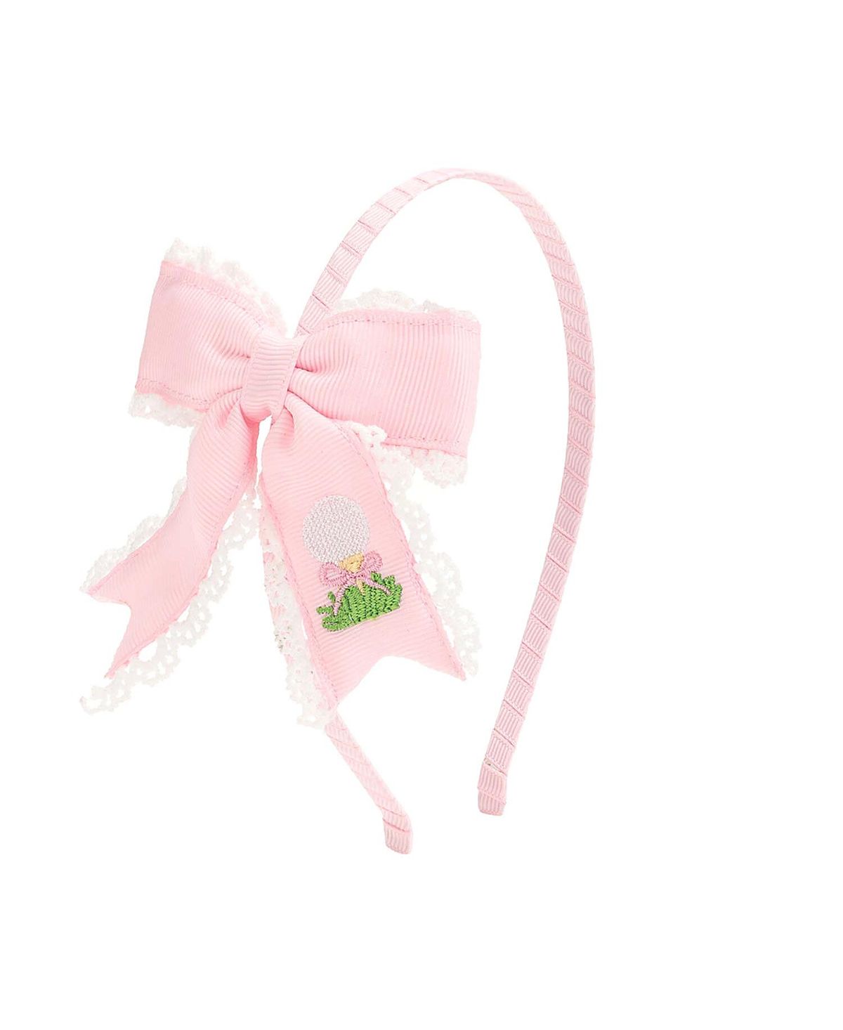 Sweet Wink Girls' Golf Tee Embroidered Lace Bow Headband - Little Kid, Big Kid