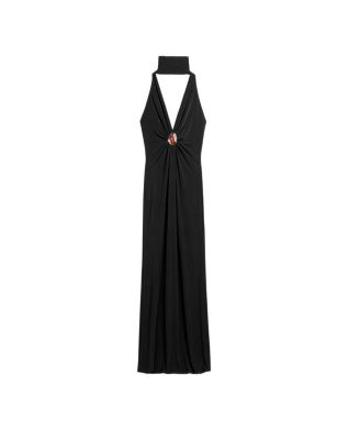 Halter-Neck Draped Maxi Dress