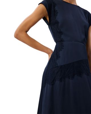 Lace Insert Asymmetric Dress