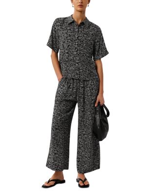 Woven Grid Crop Trousers