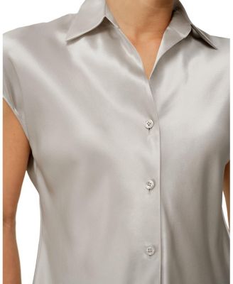  Bias Cut Cap-Sleeve Silk Shirt