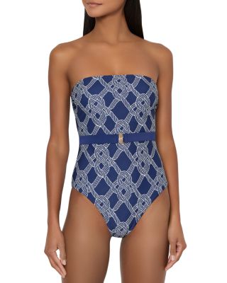 Rope Print One Piece Swimsuit