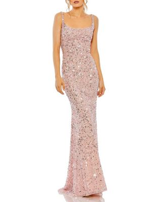Petite Sequined Low Back Slip Gown