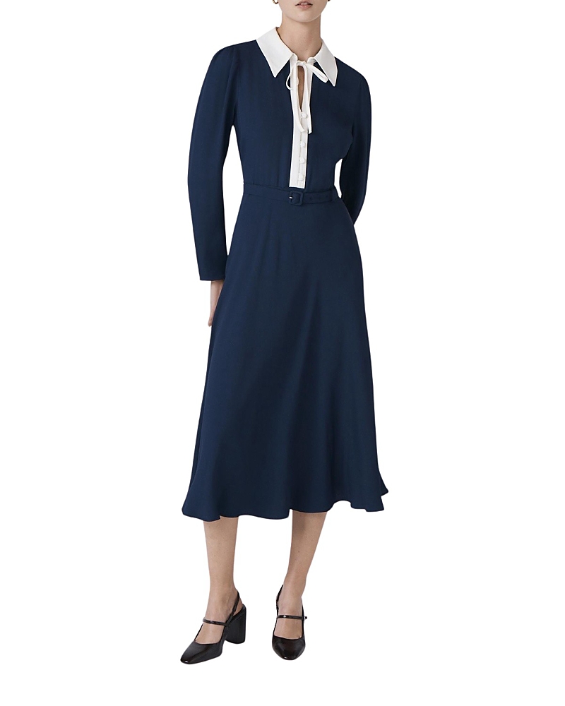 Ghost London Lillian Crepe Collared Neck Midi Dress