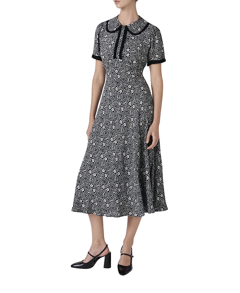 Ghost London Taylor Floral Crepe Midi Tea Dress