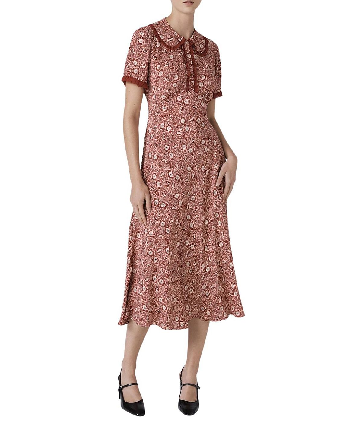 Ghost London Taylor Floral Crepe Midi Tea Dress