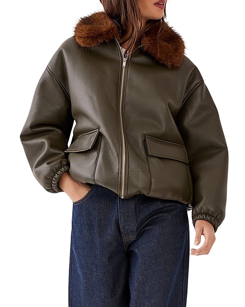 Nasty Gal Faux Fur Collar Bomber Jacket