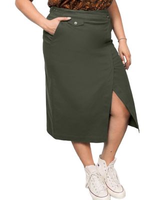  Plus The Essential Cotton Twill Utility Wrap Skirt