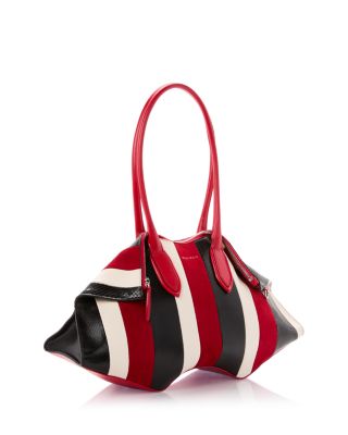 Intarsia Stripe Leather Handbag