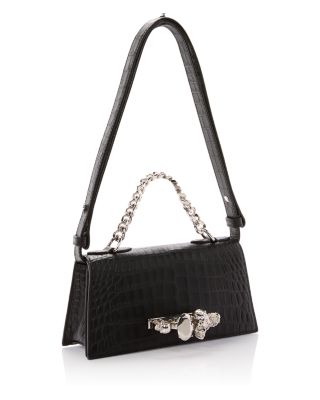 Small Croc Embossed Leather Handbag