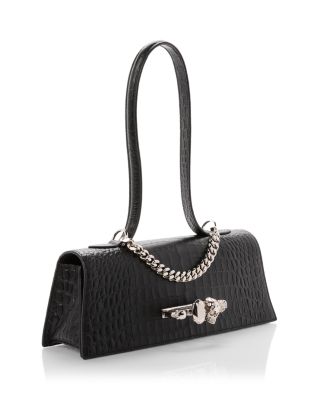 Soft Croc Embossed Leather Handbag
