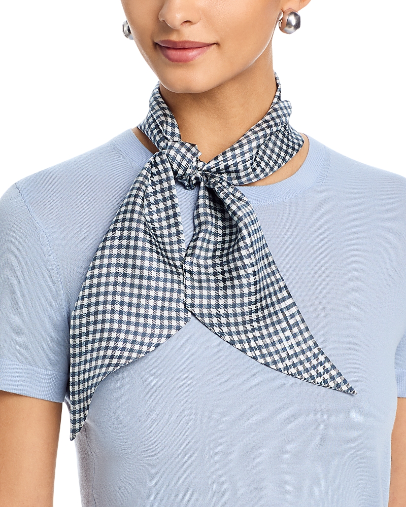 Vince Gingham Silk Ribbon Scarf