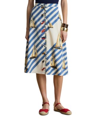 Button Front Crepe Skirt