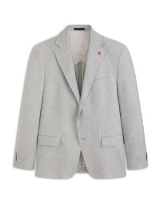 Winfred Modern Fit Solid Light Gray Linen Jacket