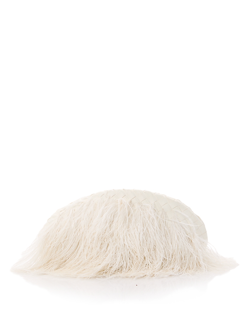 Bottega Veneta Vongola Ostrich Feather Clutch