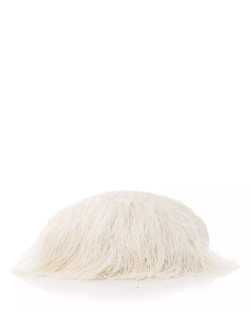 Bottega Veneta Vongola Ostrich Feather Clutch