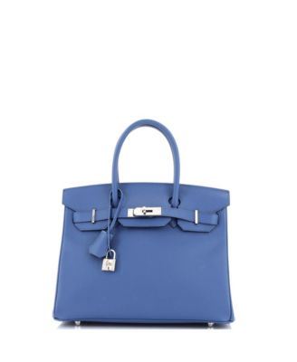 Birkin 30 Handbag Blue Epsom with Palladium Hardware