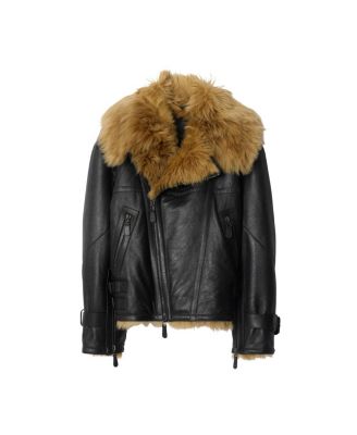  Cropped Shearling Aviator Jacket