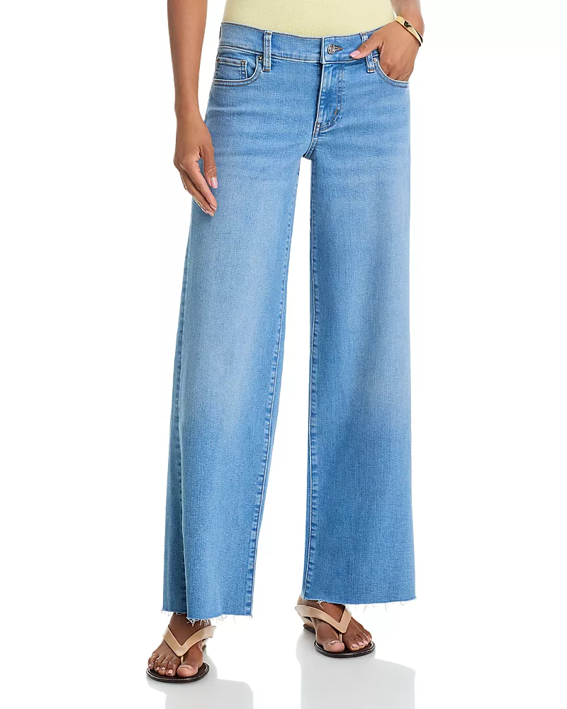 Frame Le Slim Palazzo Low Rise Frayed Jeans in Honeymoon