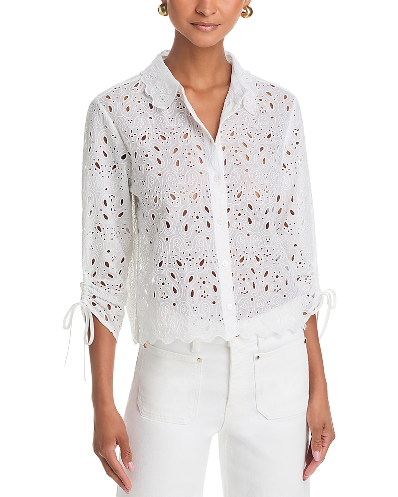 Frame The Paisley Eyelet Cinch Sleeve Shirt