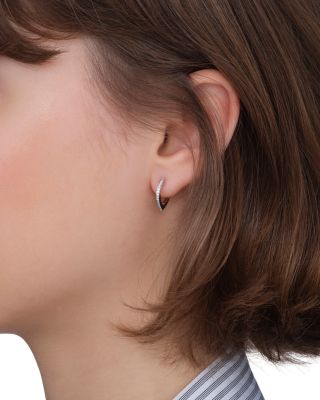 18K Gold Antifer Diamond V Shape Single Hoop Earring