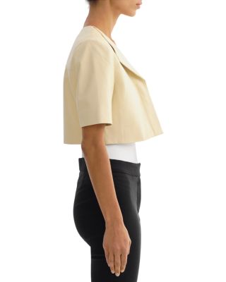 Collarless Leather Jacket