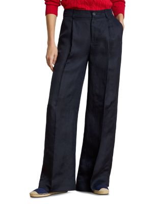 Linen Blend Twill Wide Leg Pants