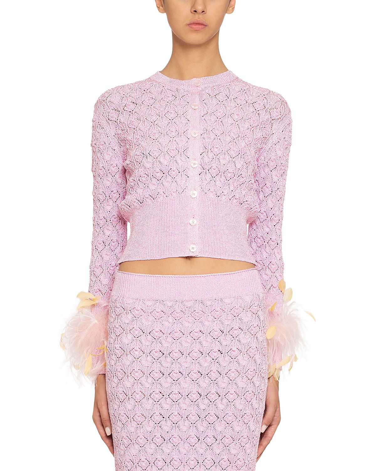 DES_PHEMMES Openwork Cardigan Sweater