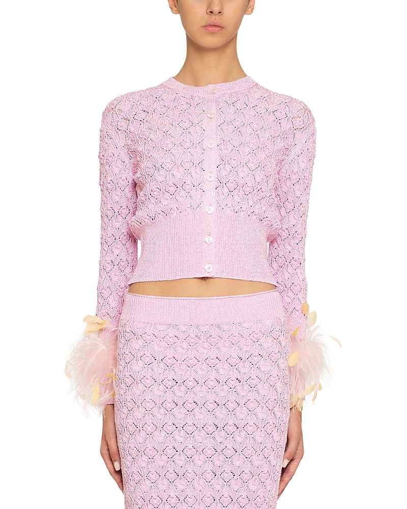 DES_PHEMMES Openwork Cardigan Sweater