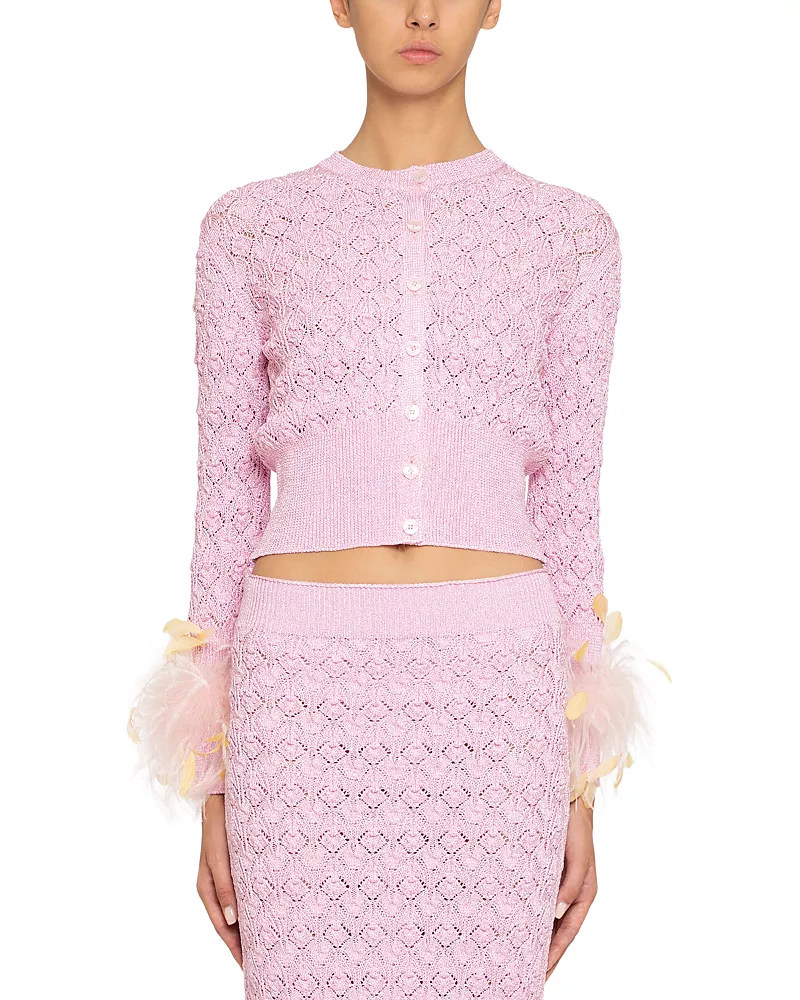 DES_PHEMMES Openwork Cardigan Sweater