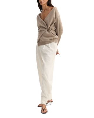 Off Shoulder Wool Cashmere Wrap Cardigan