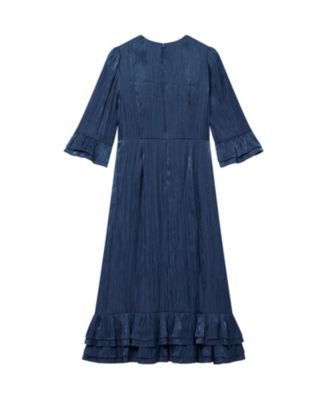  Women's Metallic Ruffled Midi Dress