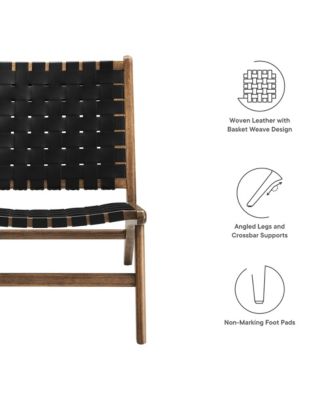 Saoirse Leather Wood Accent Lounge Chair