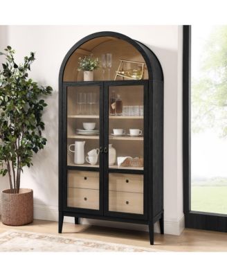 Nolan 74" Tall Wide Arched Storage Display Cabinet