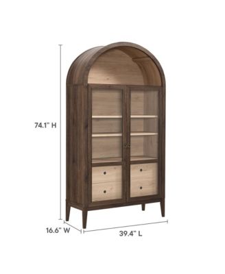 Nolan 74" Tall Wide Arched Storage Display Cabinet