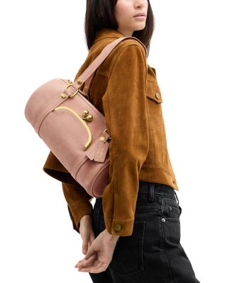 Kisslock Medium Suede Barrel Bag