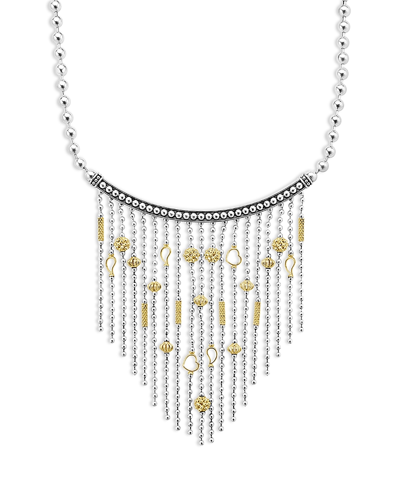 Lagos Sterling Silver & 18K Yellow Gold Caviar Multi Strand Necklace, 16
